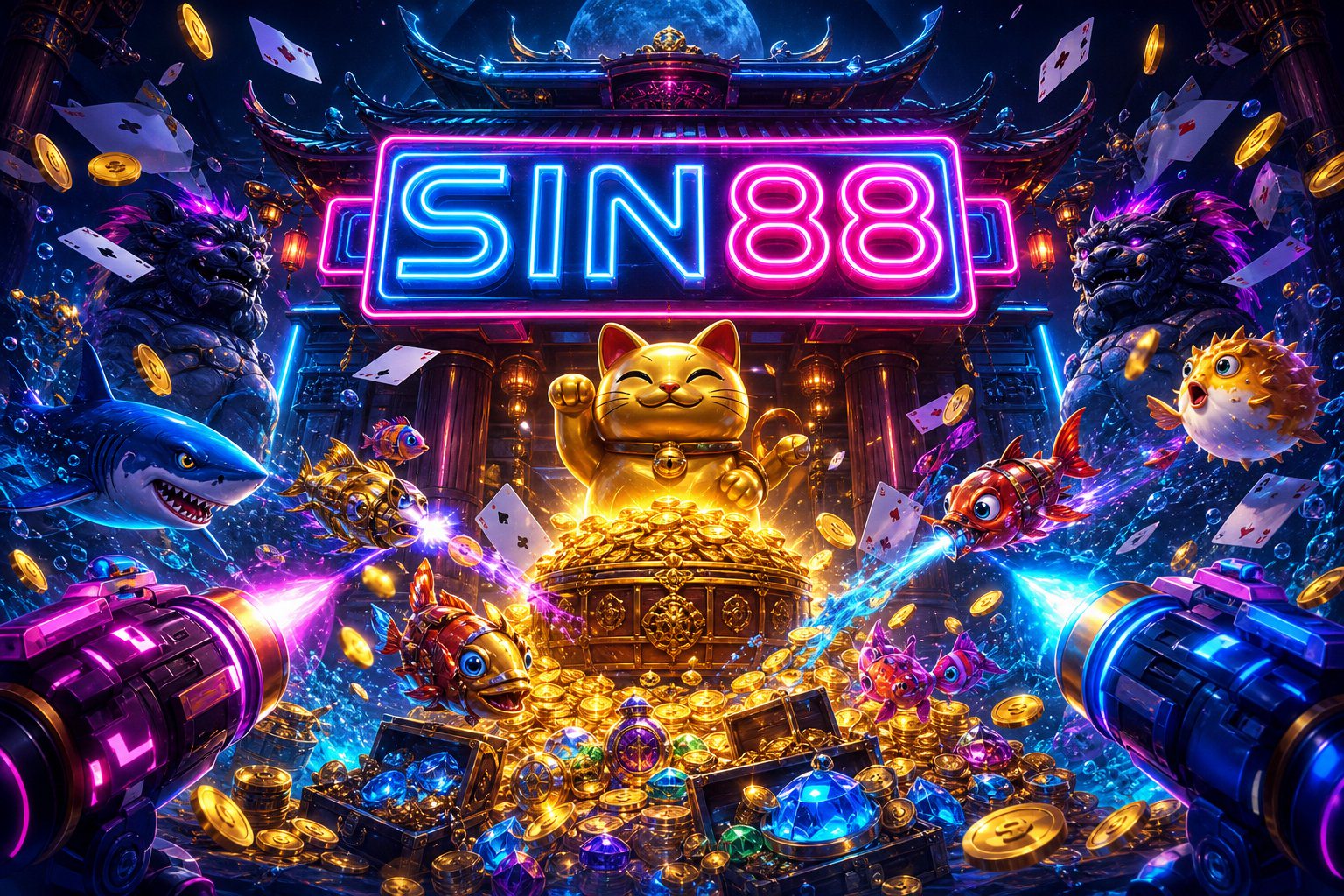 Ảnh bìa trò chơi Fortune Gems với các viên ngọc rực rỡ trên nền SIN88